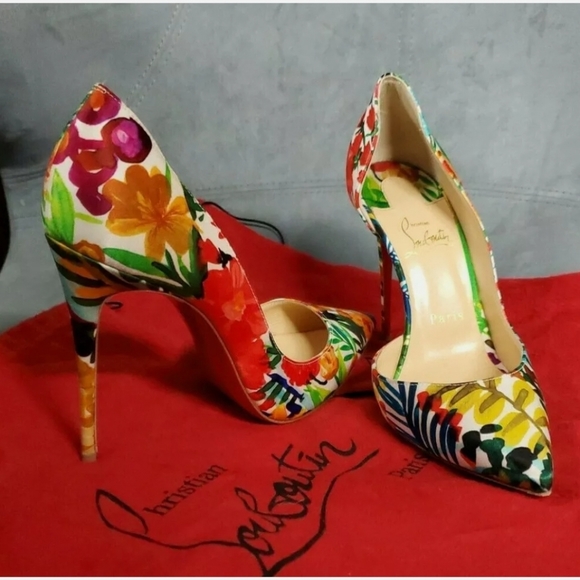 Christian Louboutin Iriza Crepe Satin Fleuri sz 39 - Picture 3 of 6